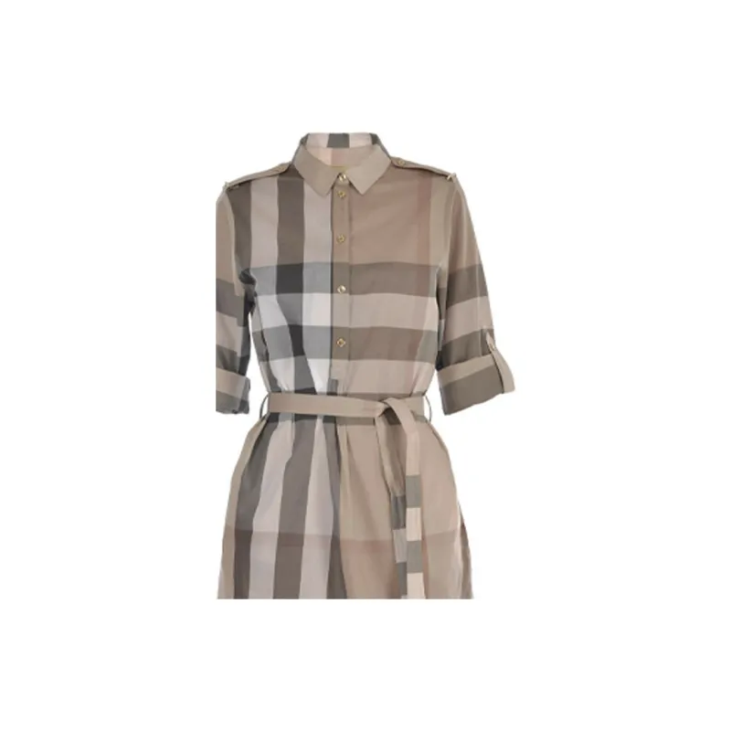 Burberry Short Sleeved Dresses Women's Khaki-5