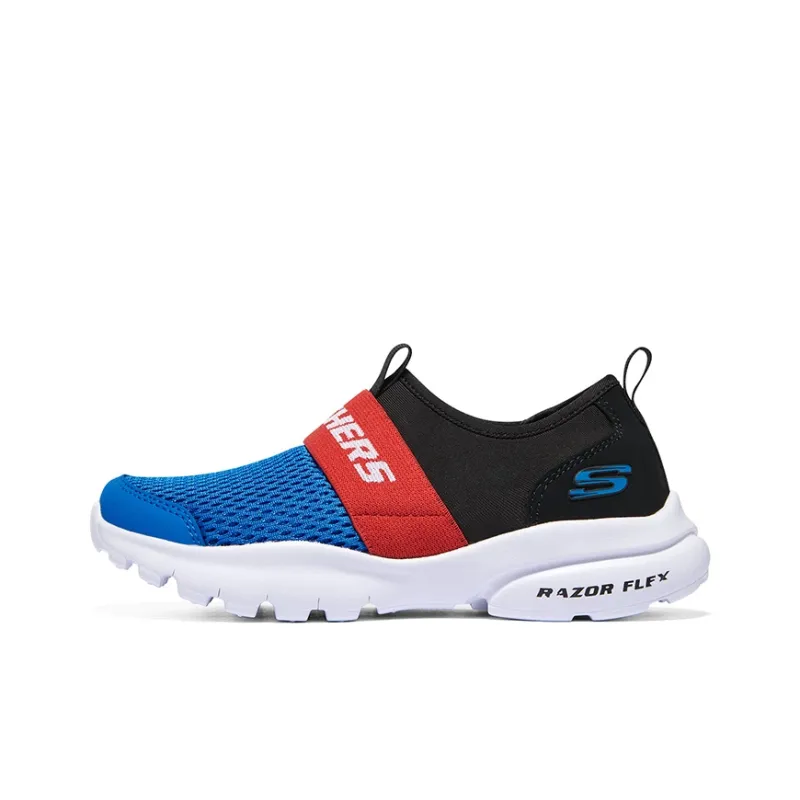 Skechers Anti Slip Wear Resistant Low Top Kids' Running Shoes Blue Black Teenagers-0