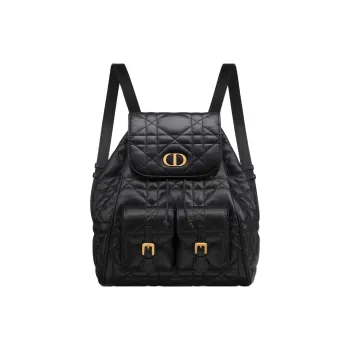 DIOR Caro Sheepskin Backpack Medium Size Women's Black