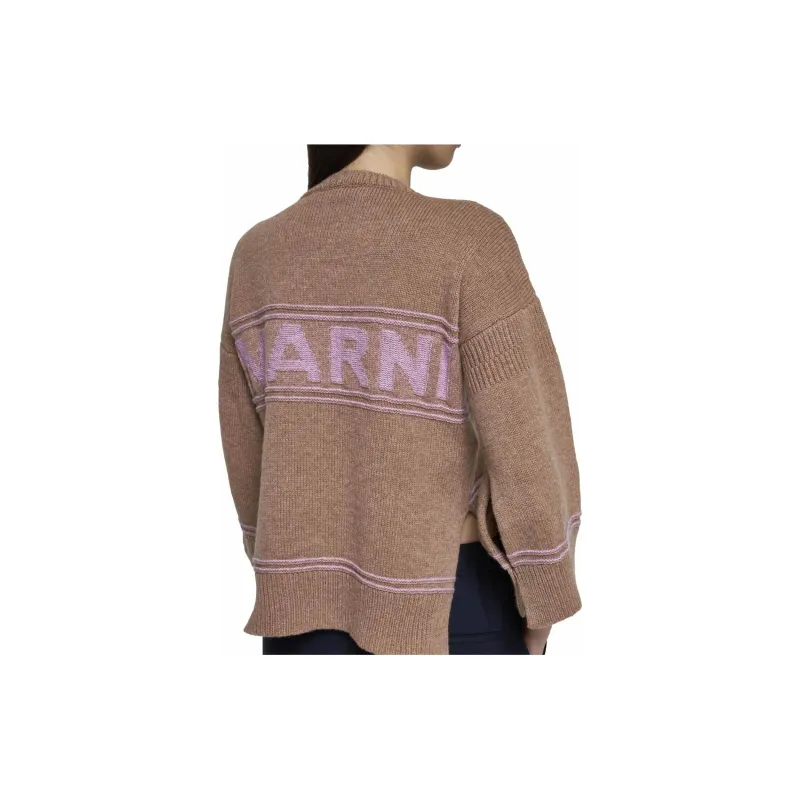 MARNI Logo Intarsia-Knit Cropped Jumper-2