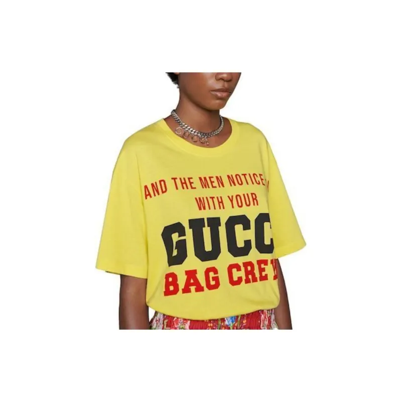 GUCCI Graphic Printed Short Sleeve T Shirt Yellow-4