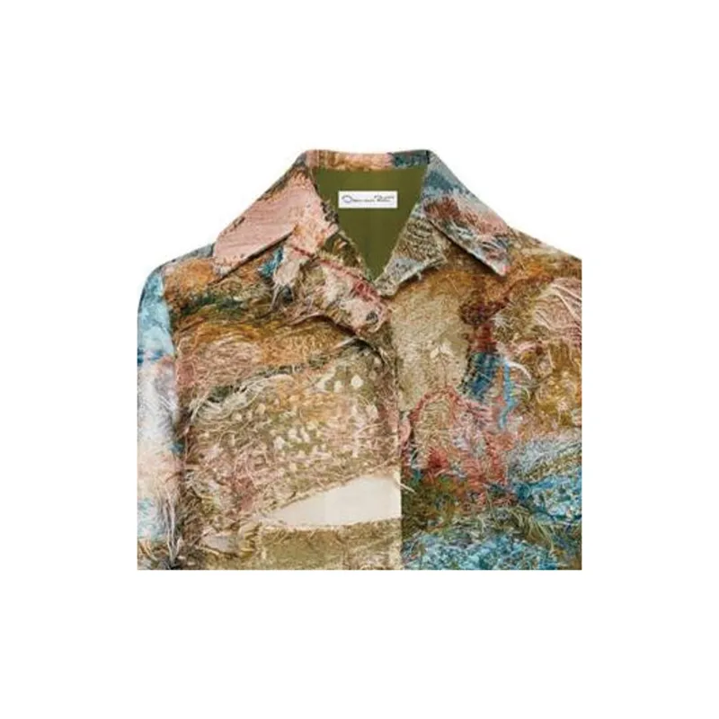 OSCAR DE LA RENTA Abstract-pattern Print Notched-collar Coat-3