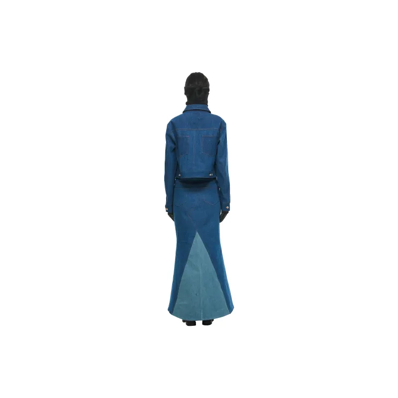 RELABEL Casual Long Skirts Women's Dark Blue & Light Blue-2