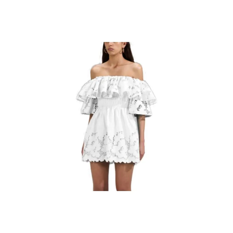 Self portrait Short Sleeved Dresses Women's White-3