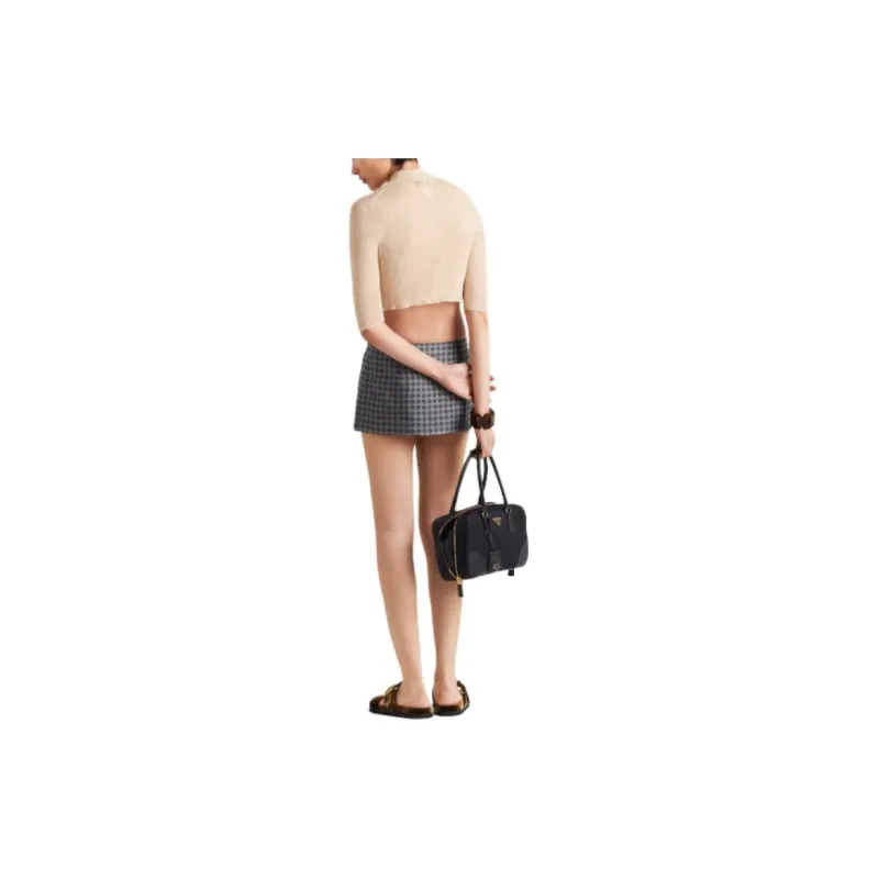 PRADA Cropped Knitted Cardigan-2