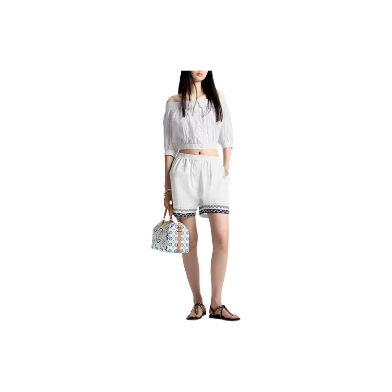 LOUIS VUITTON 1AFSBI Monogram Fil Coupé Off The Shoulder Blouse-1
