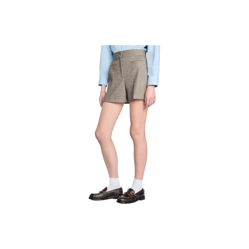 Sandro Houndstooth High-waisted Shorts-3