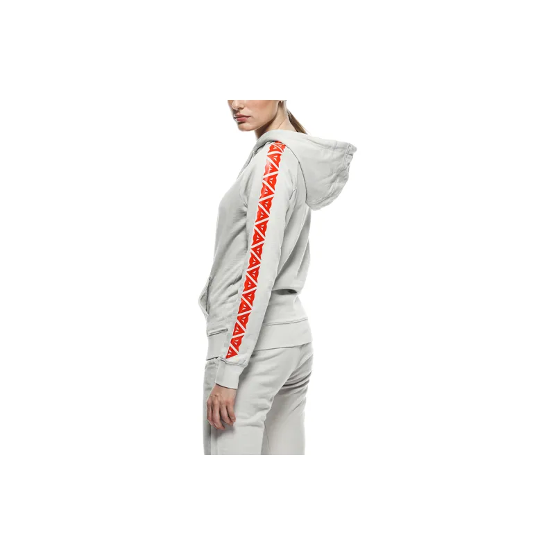 DAINESE HOODIE STRIPES Sweatshirt Women's Light Gray-Red-3