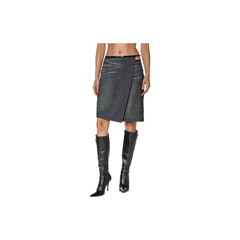 DIESEL O-Kessy Pinstripe-pattern Wrap Skirt-2