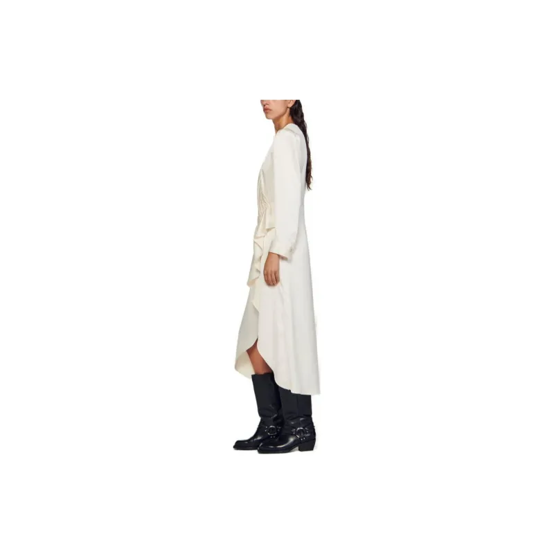Sandro Asymmetric Satin Midi Dress-2