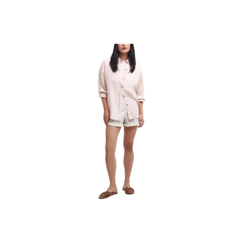 BARBOUR Hampton Relaxed Linen Shirt Women's Pink-1