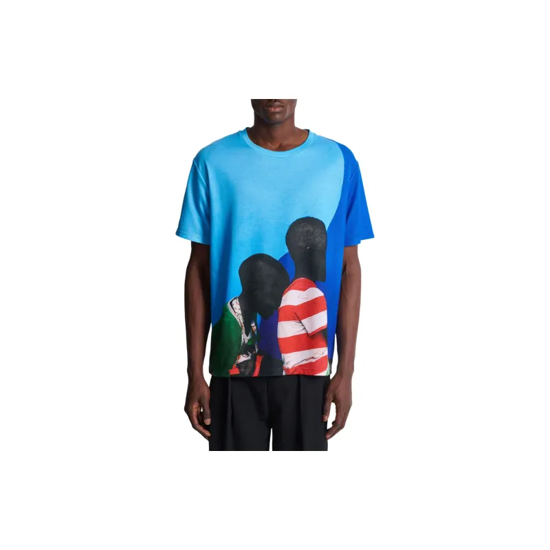 BALMAIN X Prince Gyasi Logo Detailed Round Neck T Shirt-3