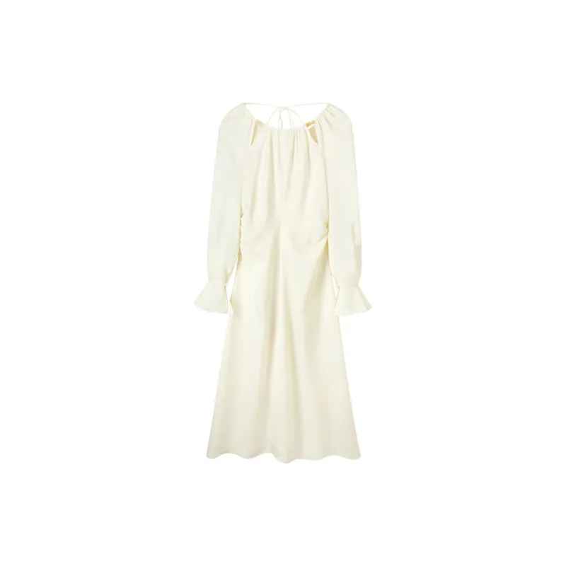 SENTUBILA Long Sleeved Dresses Women's Apricot-6