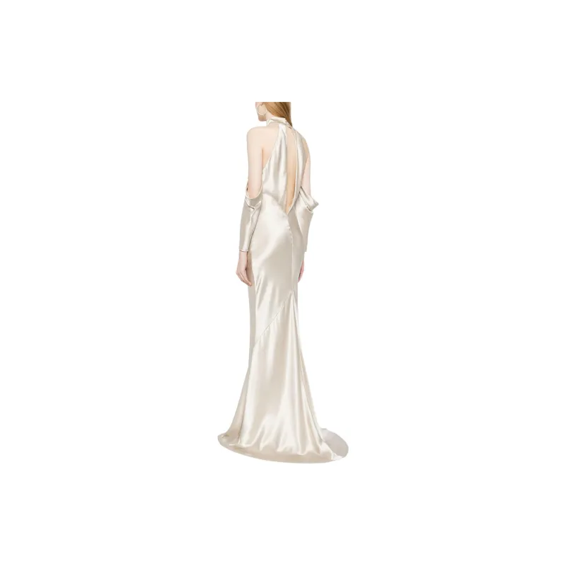 Michelle Mason Halterneck Drop sleeve Maxi Dress-1