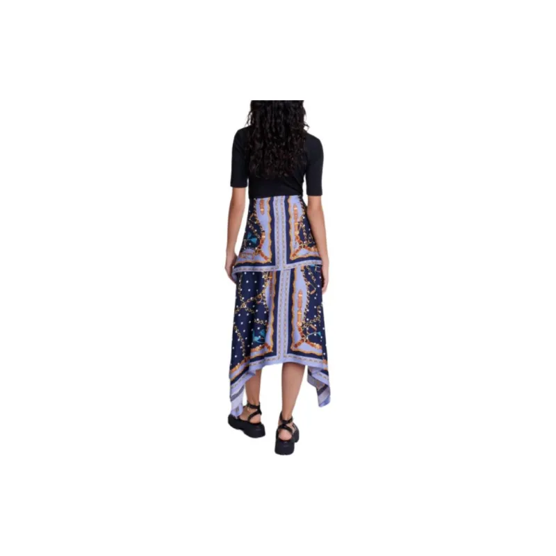 Maje Chain print Draped Midi Dress-2