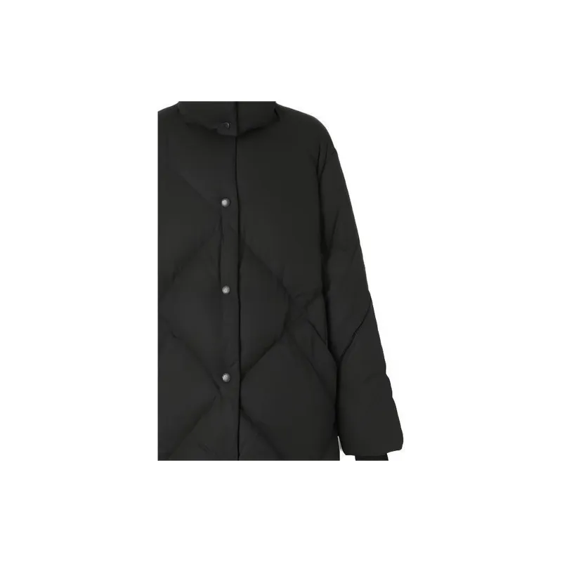 Burberry Diamond Quilted Cotton Gabardine Coat Black-4