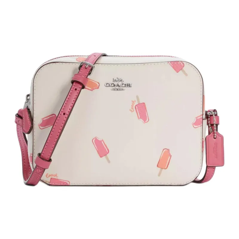 COACH Camera Leather Camera Bag Shoulder Bag Crossbody Bag Mini Women's White & Pink-0