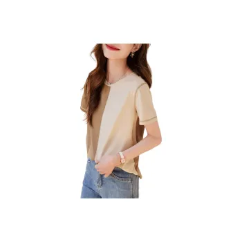Mo Han Yi Mei T-Shirt Women's Khaki Plaid