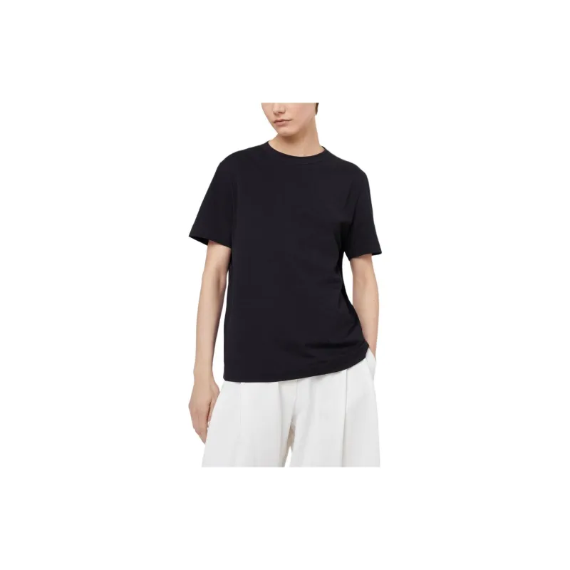 Brunello Cucinelli Solid Color Crew Neck Casual Short Sleeved Shirt T Shirt Women's Black-2