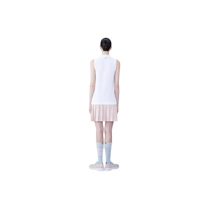 THOM BROWNE Pleated-Panel Sleeveless Polo Dress-2