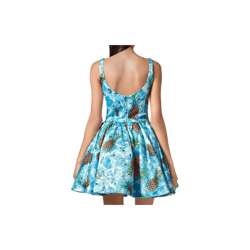 PHILIPP PLEIN Duchesse Pineapple Skies print Mini Dress-2