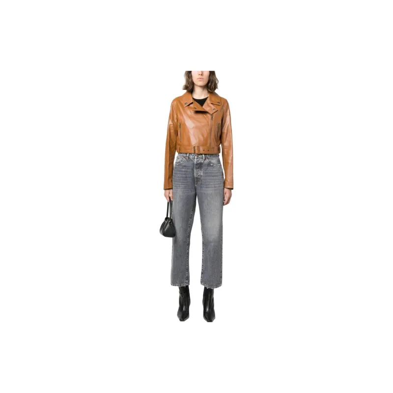 Twinset Zip up Faux leather Biker Jacket-1