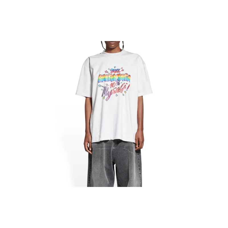 Balenciaga Women's 90/10 Large Fit Vintage T Shirt White-3