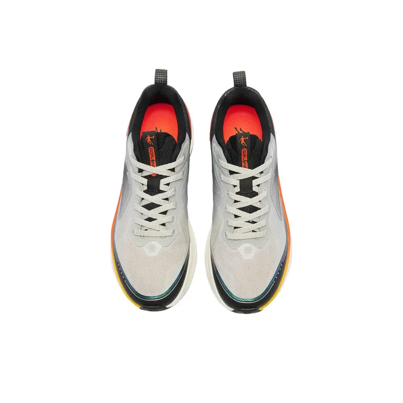 QIAODAN Anti Slip Wear Resistant Low Top Casual Running Shoes Men's Gray Black Orange-2