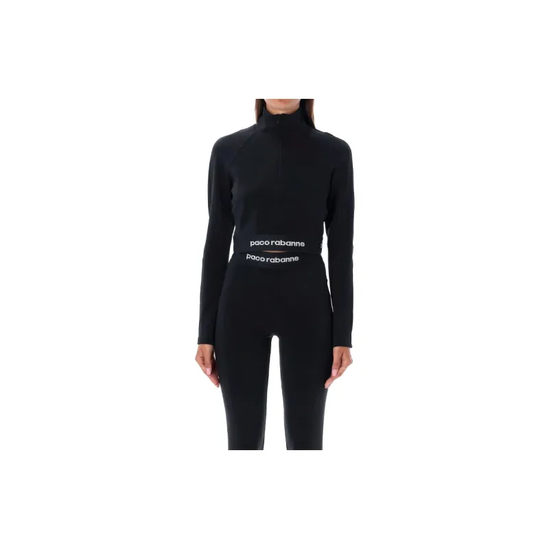 Paco Rabanne Logo Underband Zipped Cropped Top-2