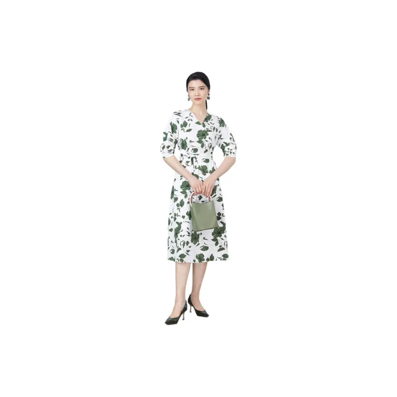 BBLLUUEE Short Sleeved Dress Women's Tea Green-2