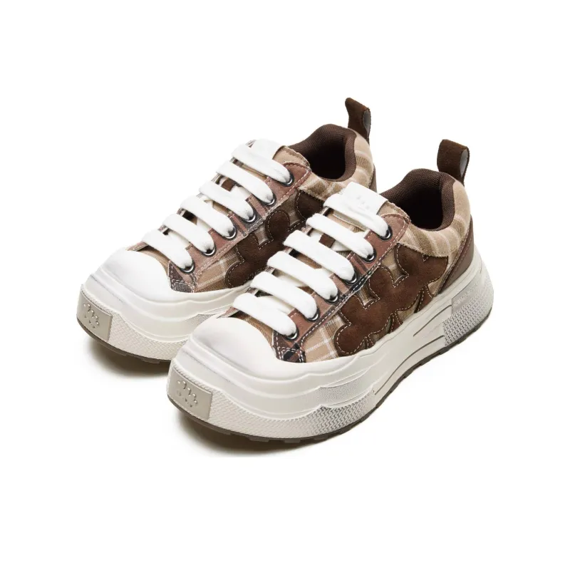 SHOOT BRAND Anti Slip And Wear Resistant Height Increasing Low Top Canvas Shoes Unisex Brown-1