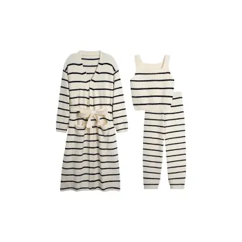 MIIOW Pajama Set Women's Black White Stripes