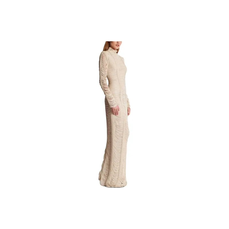 BALMAIN Long Sleeved Dresses Women's Sandy Beige-3