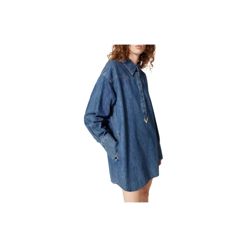 Valentino Long Sleeved Dress Women's Blue-3