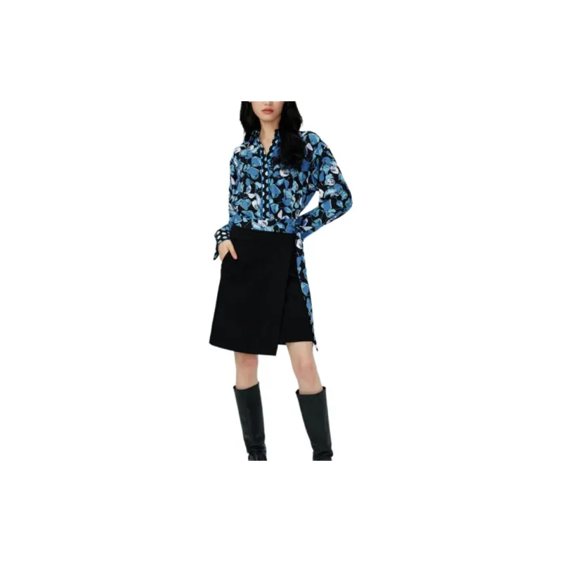 DVF Diane Von Furstenberg SS24 Long-Sleeved Dresses Women's Sapphire Blue-2