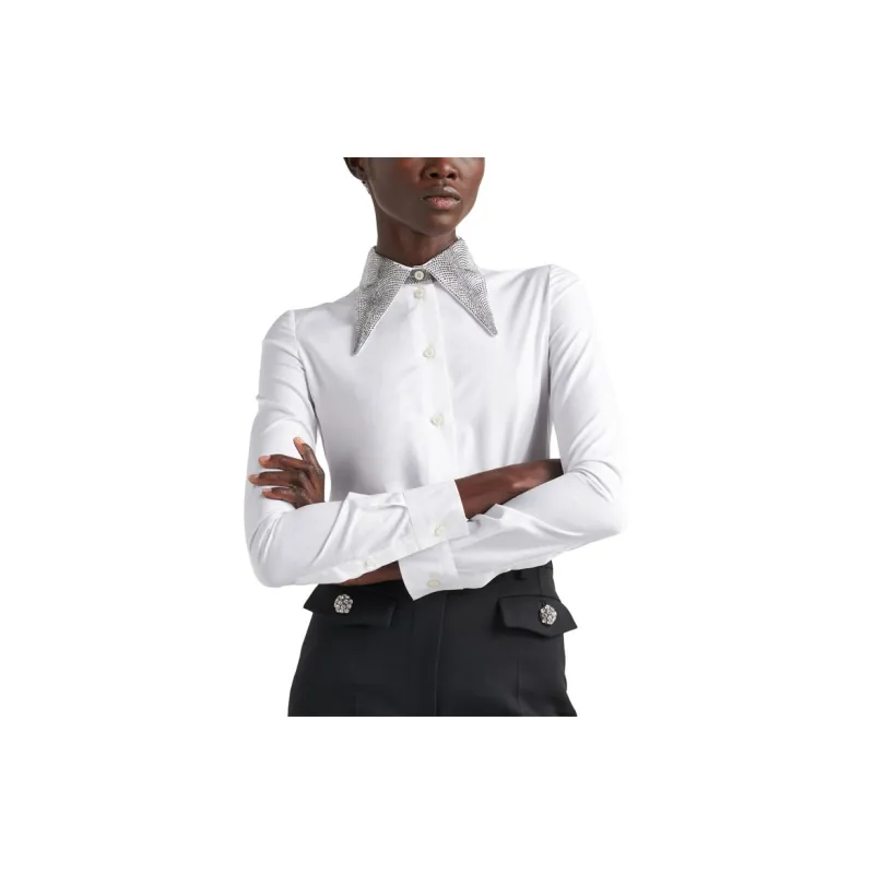 PRADA Rhinestone embellished Cotton Shirt-2