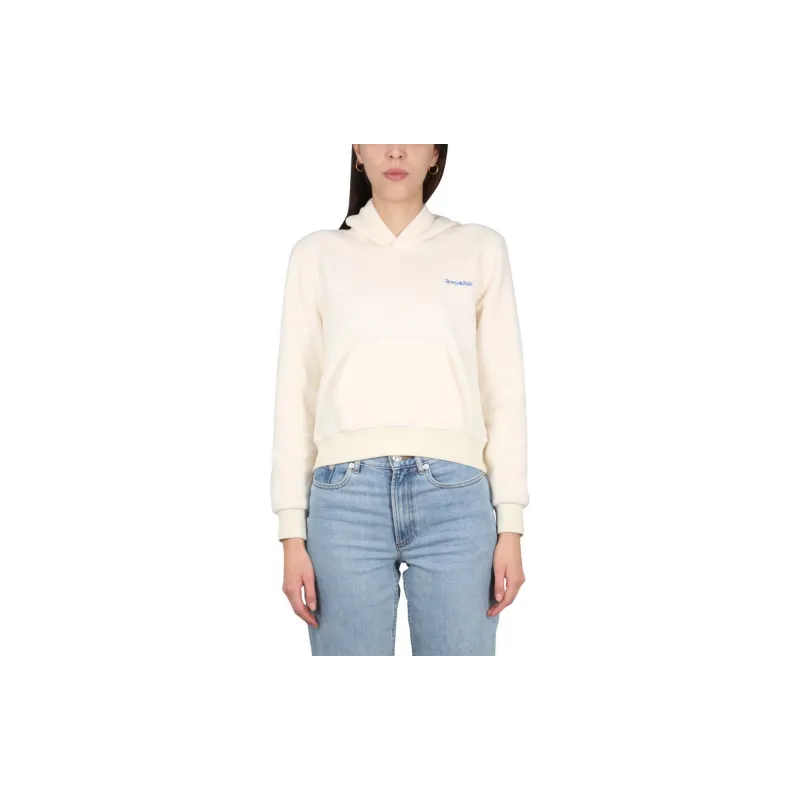 SPORTY & RICH Logo Embroidered Jersey Fleece Sweatshirt-3