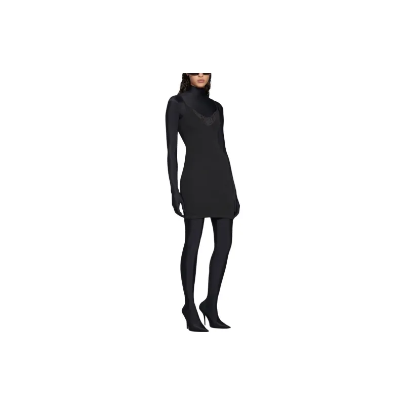 Balenciaga Lace trim Ribbed Minidress-2
