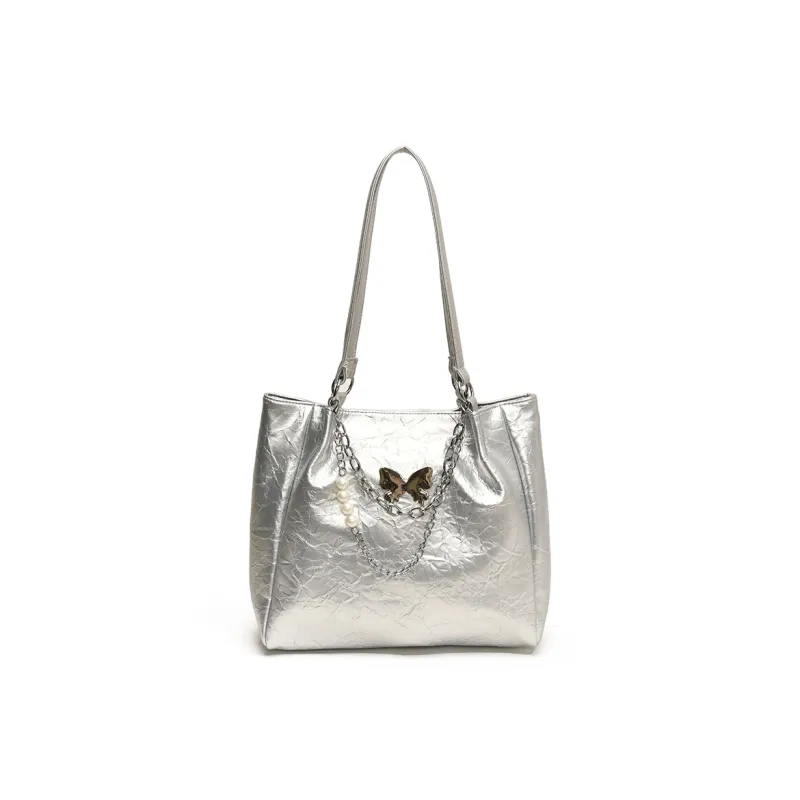 Versman PU Tote Shopping Bag Handbag, Shoulder Bag Tubas Women's White/Silver/Black/Red/Brown-2