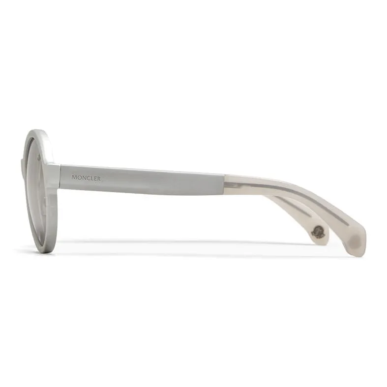 Moncler Aluminum Round Sunglasses Unisex Silver-1