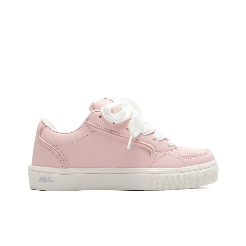 ABCIO Coverage Waterproof Support Low Top Skateboard Shoes Unisex Pink White-5