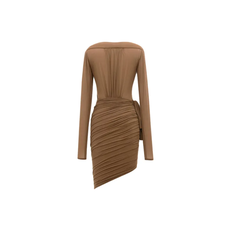 SAINT LAURENT Long Sleeved Dress Women's Hazel Brown-1