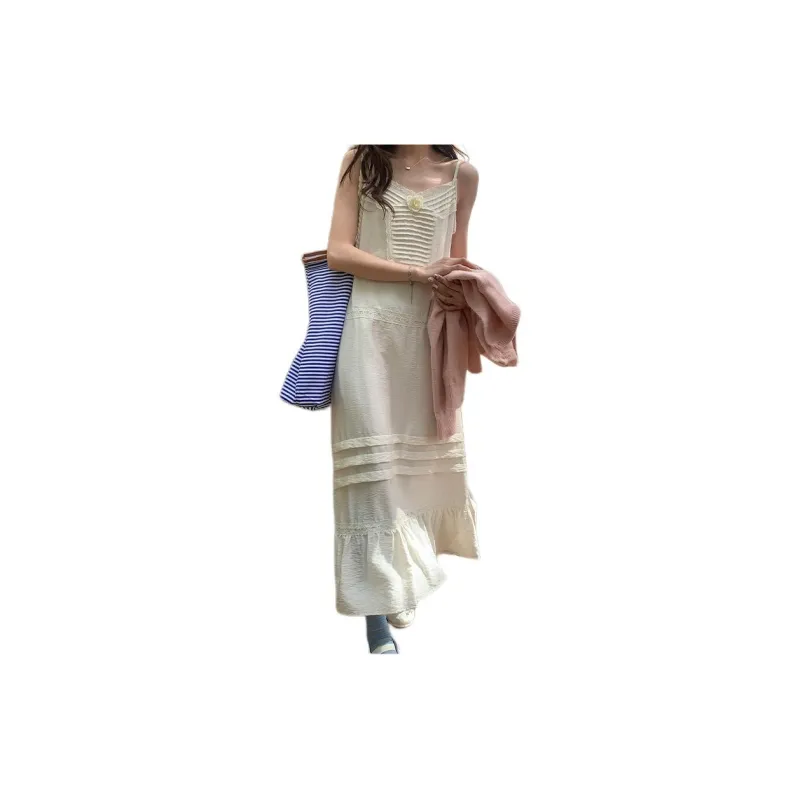 XINBANGBANG Slip Dresses Women's Beige-1