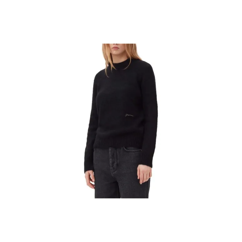 GANNI FW23 Brushed Alpaca O Neck Sweater Women's Black-5