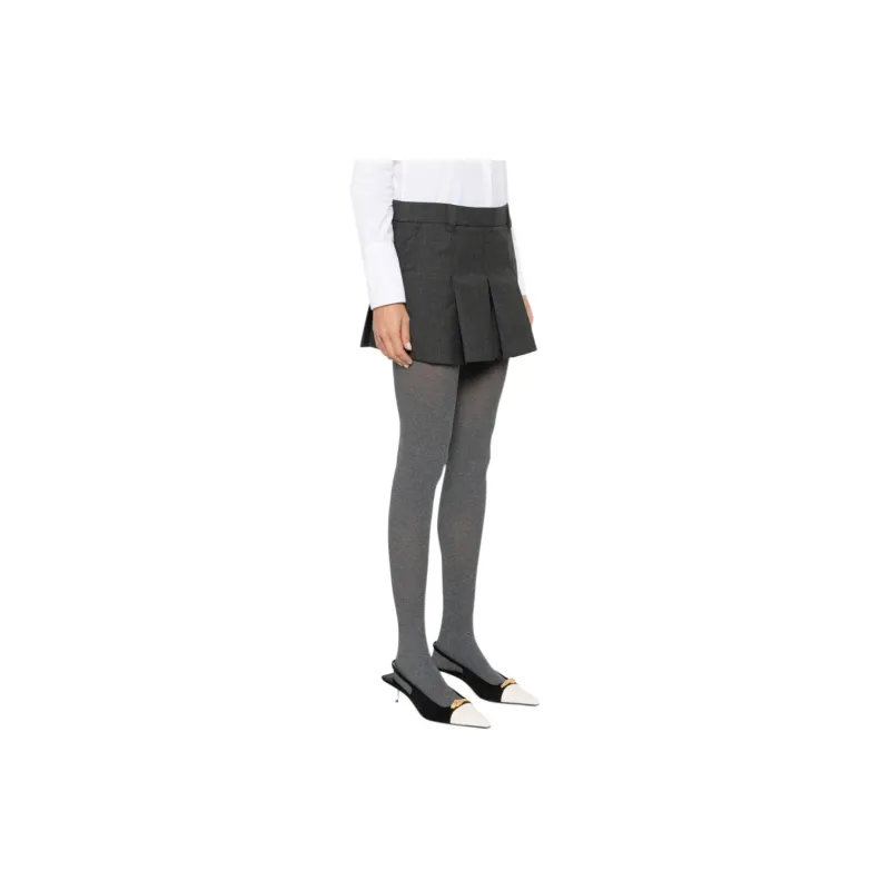 MIU MIU Tartan Print Mini Skirt 'Slate Grey'-3