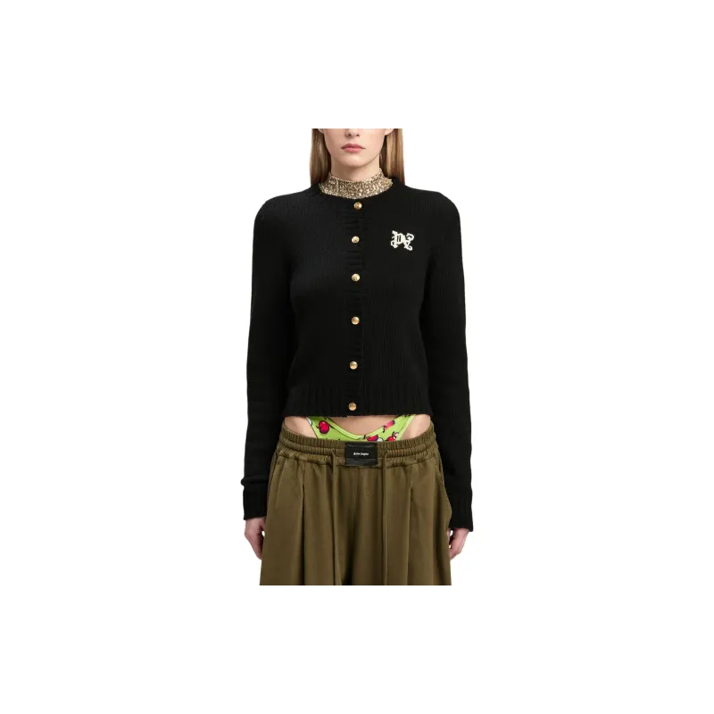 PALM ANGELS Monogram Intarsia Knitted Cardigan-2