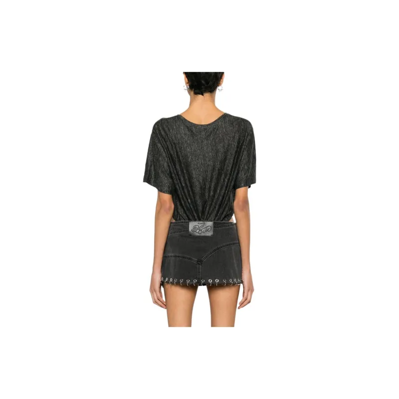 PINKO High cut Linen Bodysuit-2