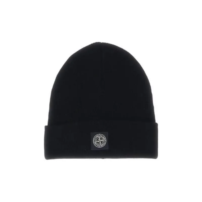 STONE ISLAND Wool Beanies Unisex Black-0
