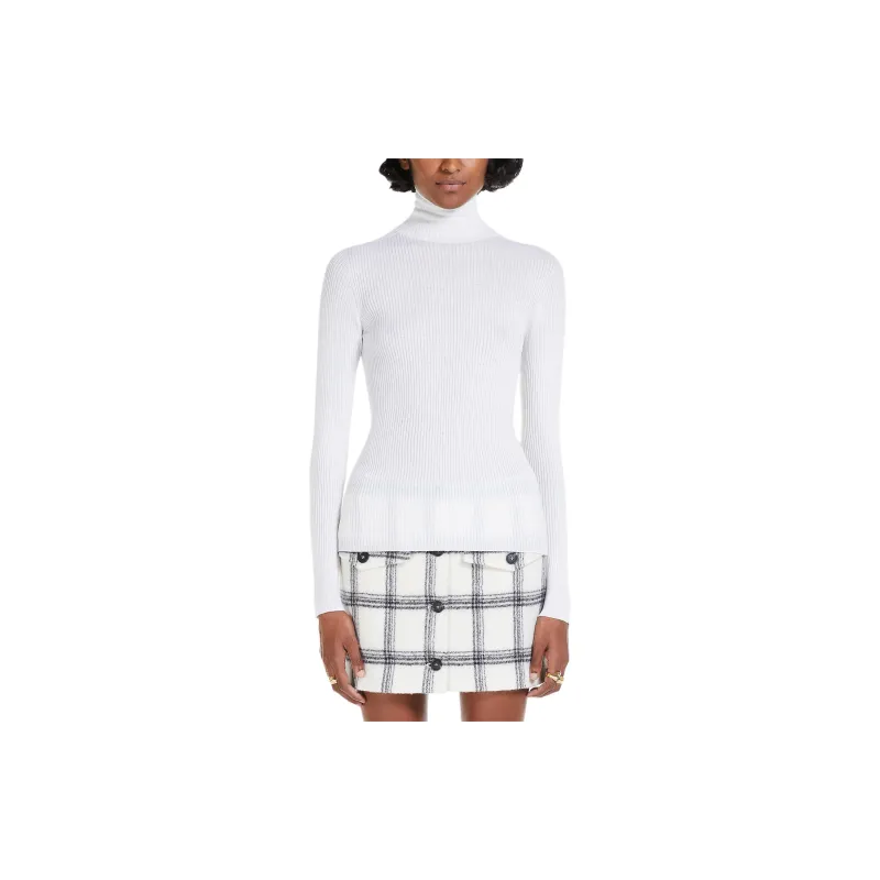 MaxMara Flavia Collection Pure Virgin Wool Mock Polo-Neck Sweater Sweater Women's Optical White-2