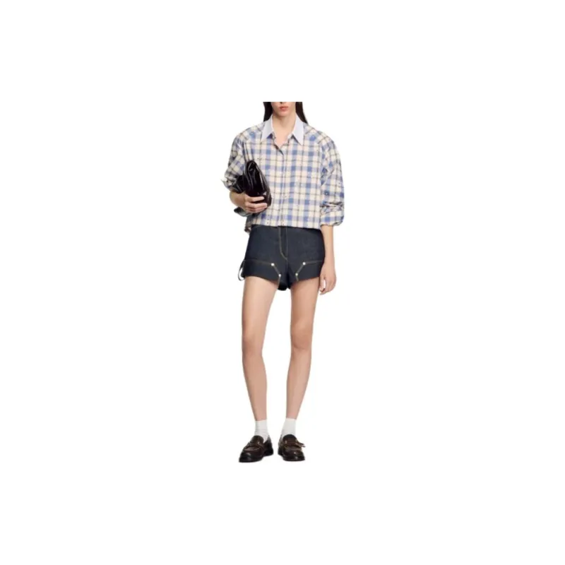 Sandro Rhinestone embellished Cotton Shirt-1